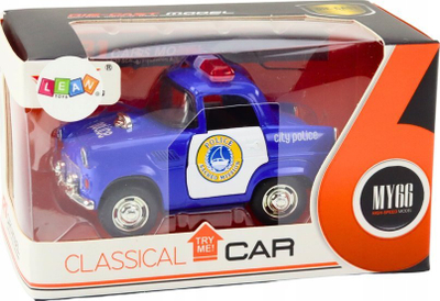 Makina lodër policie Welly Classic, shkalla 1:38, mekanizëm fërkimi, e zezë