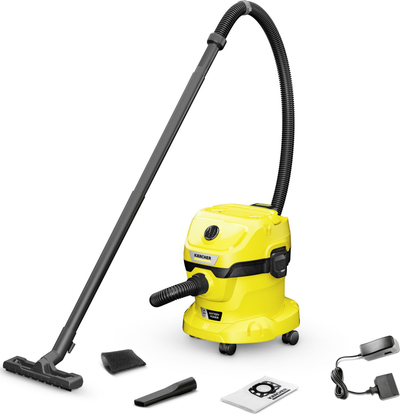 Fshesë me ujë dhe pluhur Kärcher WD 2-18 Battery Set V-12/18, 12L, me bateri, e verdhë e zezë