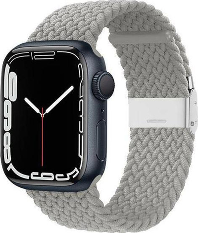 Rrip dore Crong Wave Band Braided për Apple Watch 38/40/41 mm, stof i endur, gri e çelët