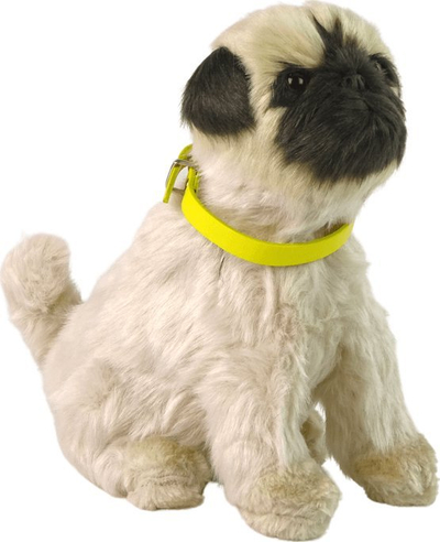 Lodër pelushi qen Pug, me zë dhe lëvizje, bezhë