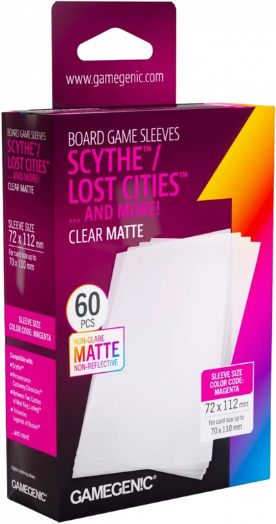 Mbështjellëse letra loje Gamegenic Scythe, 72x112mm, 60 copë, transparente matte