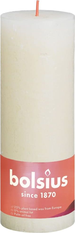 Столбести свеќи Bolsius Rustic Soft Pearl, сет 4 парчиња, декоративни, крем боја