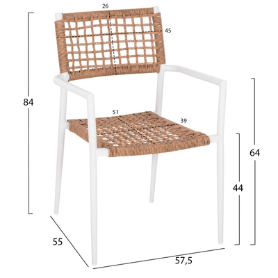 Kolltuk Trilan prej alumini 55,5x55x84Hcm (HM6044.01), bardhë