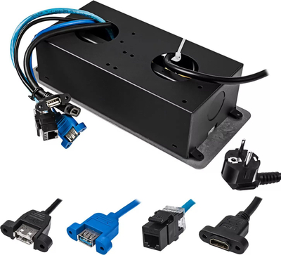 Тапа маса Спасетроник SPS-D26B V2, 2x Шуко, HDMI RJ45 USB, црна
