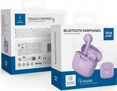 Безжични слушалки Blue Star FI7, Bluetooth 5.3, TWS, виолетови