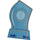 Kupë trofeu Victoria Sport T M, plastike, me vend medaljoni 25mm, blu transparente me ari