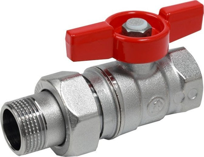 Valvul sferike Giacomini R259X005, F-M 3/4", me dorezë T, e kuqe