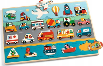 Puzzle druri Djeco Puzzlo Vroom, mjete transporti, edukativ, shumëngjyrësh