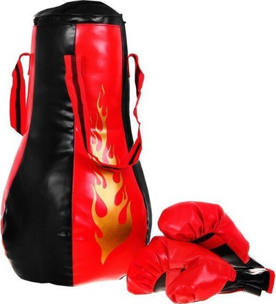 Set boksi për fëmijë Kings Sport Star Boxing, thes dardhë me tinguj, doreza, i kuq e zi