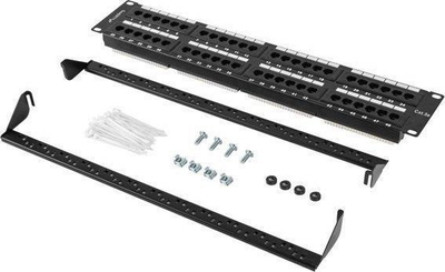 Patch panel Lanberg PPU5-2048-B, 24 porta, për rack, i zi
