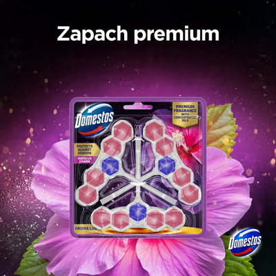 Bllok WC Domestos Aroma Lux Hibiscus Charm, 3x50g, me erë hibiskusi