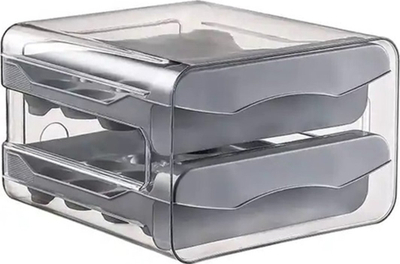 Kuti vezësh me sirtarë, 32 vezë, plastikë PP, gri transparente