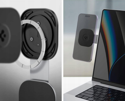 Mbajtëse magnetike për monitor dhe laptop Spigen OneTap S312, për MagSafe, alumini, argjendtë