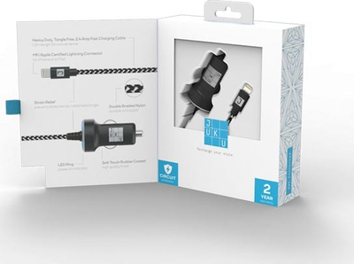 Karikues makinash Juku One-Piece Charger, 2.4A, kabllo Lightning 1.2m, i zi