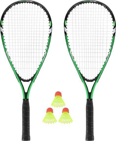 Set për Speedminton NILS Extreme NRS001, 2 raketa, 3 topa, 1 çantë, të gjelbra