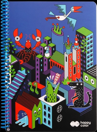 Спирален блок Happy Color Me&amp;City 2, B5, 80 листови со квадрати, повеќебоен