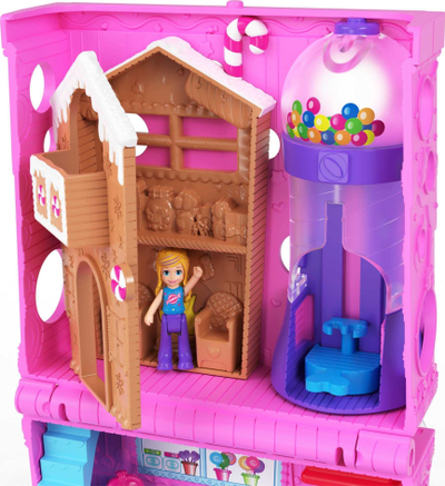 Set loje Polly Pocket Pollyville Sweet Store, 2 kukulla, aksesorë, shumëngjyrësh