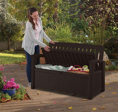 Stol magazinimi Keter Patio Storage Bench, 227L, rezistent ndaj motit, antracit