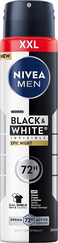 Antiperspirant sprej Nivea Men Black & White Invisible Epic Night, 72h, XXL 250ml