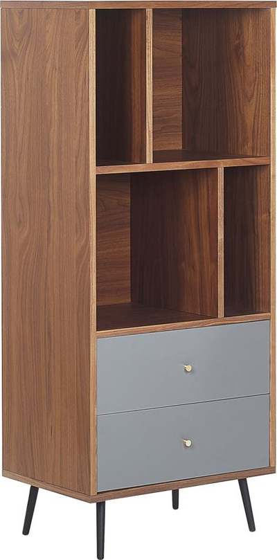 Raft librash Beliani RICHMOND 139 cm, MDF, 2 sirtarë, ngjyrë arre t’errët me gri