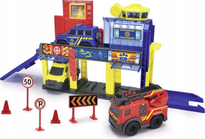 Set loje stacion shpëtimi Dickie Toys Micro SOS, 3 automjete Mercedes, me aksesorë, shumëngjyrësh