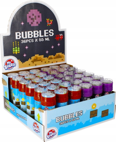 Lodër me flluska sapuni My Bubble Pixel II, 55 ml, me figurë loje pixel, shumëngjyrëshe