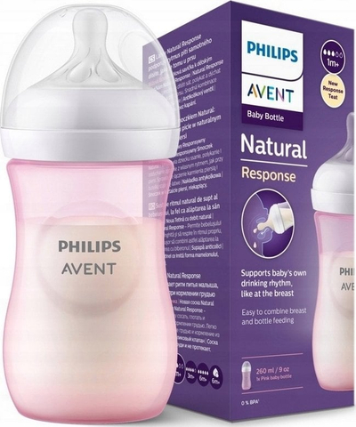 Bиберон Avent Natural Response, 260 ml, розева боја