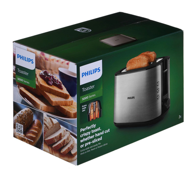 Toaster Philips Viva Collection HD2650/90, 1000W, hapje të gjera, i zi