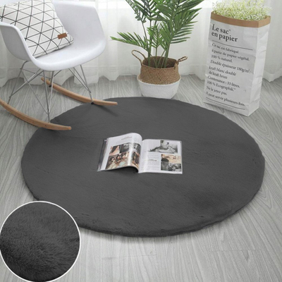 Tapet rrumbullak Strado Round Rug Rabbit, 140x140 cm, antirrëshqitës, gri e errët