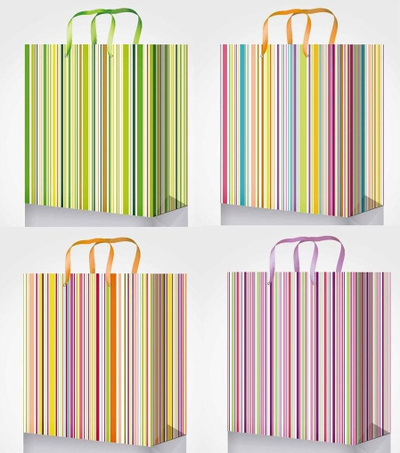 Qese dhurate Fresh Laminated Vertical Bag M, letër e laminume, me vija shumëngjyrëshe