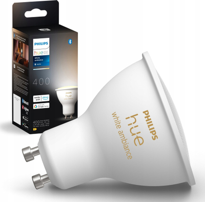 Lampa smart Philips Hue White Ambiance GU10, LED 4.2W, Bluetooth, бела
