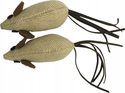 Lodër për mace Love Story Mouse, material poliester, 14 cm, set me 2 copë, bezhë