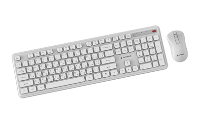 Set tastiere dhe mausi Gembird Slim Pro, wireless, layout RU, i bardhë