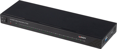 Ndarës HDMI Lindy 38161, 16 porta, 4K 60Hz, i zi