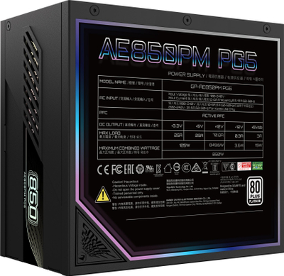 Furnizues energjie GIGABYTE AORUS ELITE P850W, 850W, 80 PLUS Platinum, modular