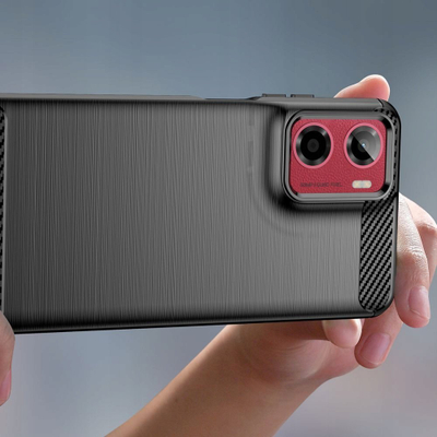 Куќиште за телефон Armored Carbon за Motorola Moto G05, TPU, текстура од јаглеродни влакна, црна