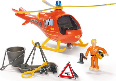Lodër helikopter Fireman Sam Wallaby, me figurën e Tom Thomas, me drita dhe tinguj, i kuq
