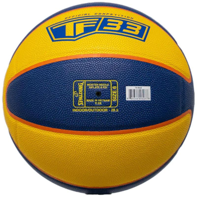 Top basketbolli Spalding TF-33 Official Ball 76862Z, madhësi zyrtare, për mrena dhe jashtë, verdh e blu