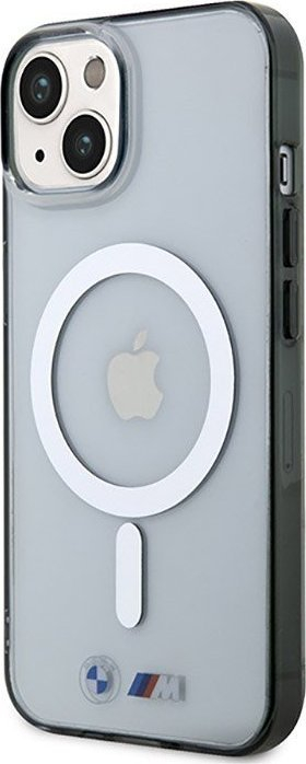 Mbështjellës telefoni BMW Silver Ring MagSafe, për iPhone 14 Plus, transparent
