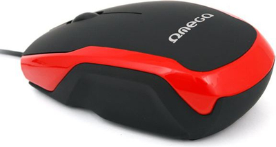 Mouse optik Omega OM-072, 800 DPI, USB, i zi me të kuqe