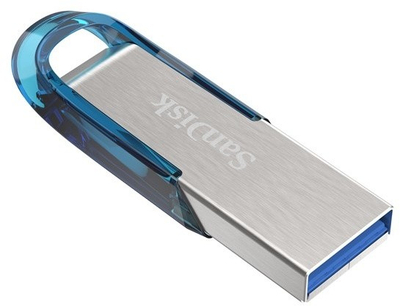 USB SanDisk Ultra Flair - 64GB, e kaltër/hirtë