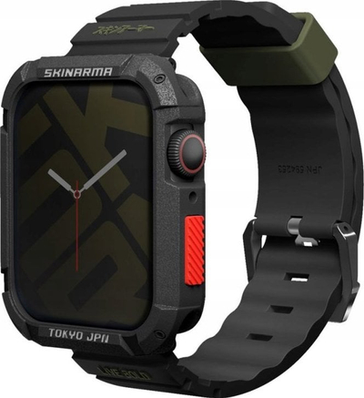 Rrip për Apple Watch Skinarma Shokku, 45 44 42mm, silikon, i zi