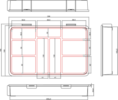 Kuti organizuese InLine small parts box, 9 ndarje, 290x185x45mm, portokalli