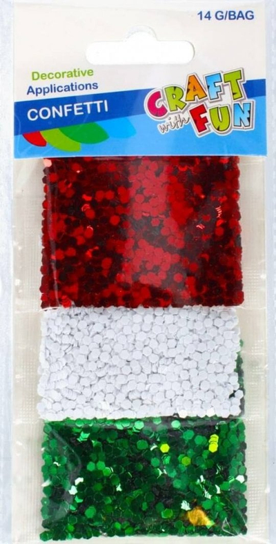 Set konfeti dekorative Craft with Fun Loose Confetti Mix, 14g, 3 copë, shumëngjyrëshe