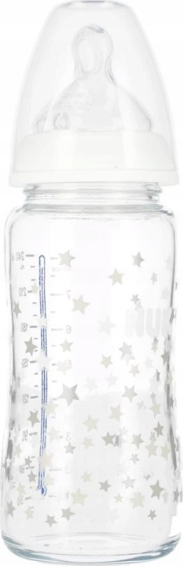Шише за бебиња NUK First Choice+, 240 ml, стаклено, бело