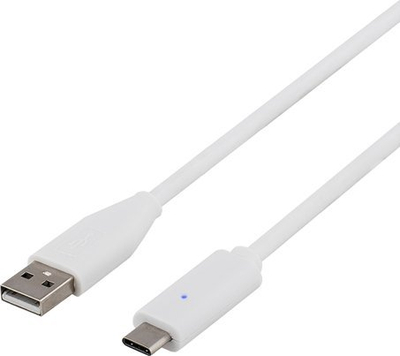 Kabllo USB Deltaco USB A me USB C, 1m, USB 2.0, e bardhë