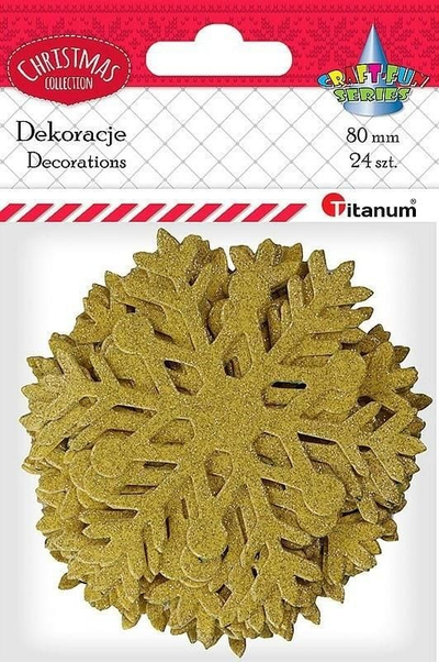 Ngjitëse letre dekorative Titanum Paper Stickers Snowflakes, 80mm, 24 copë, ngjyrë flori