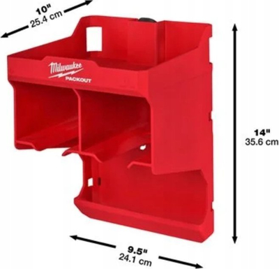 Mbajtëse për stërvitje Milwaukee PACKOUT Drill Stand, plastike, për tu var në mur, e kuqe