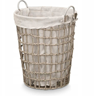 Shportë rrobash Kipit Round, 43x46x59 cm, gri dhe natyrale