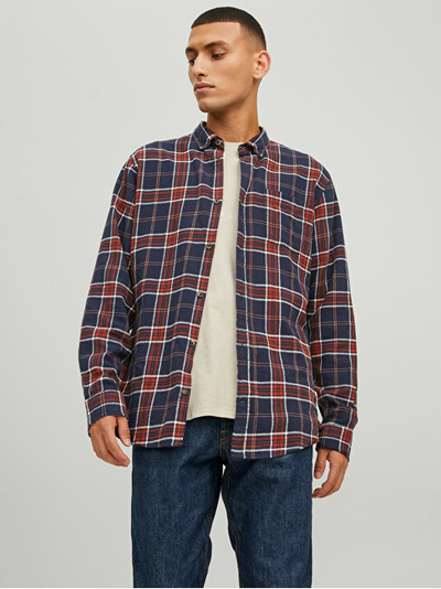 Këmishë JACK&JONES JJECLASSIC Slim Fit, e kaltër/kuqe